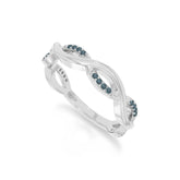 natural london blue topaz twisted wedding band rings in sterling silver